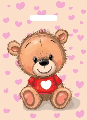 Пакет полиэтиленовый с вырубной ручкой "Медвежонок" (29х40 см)