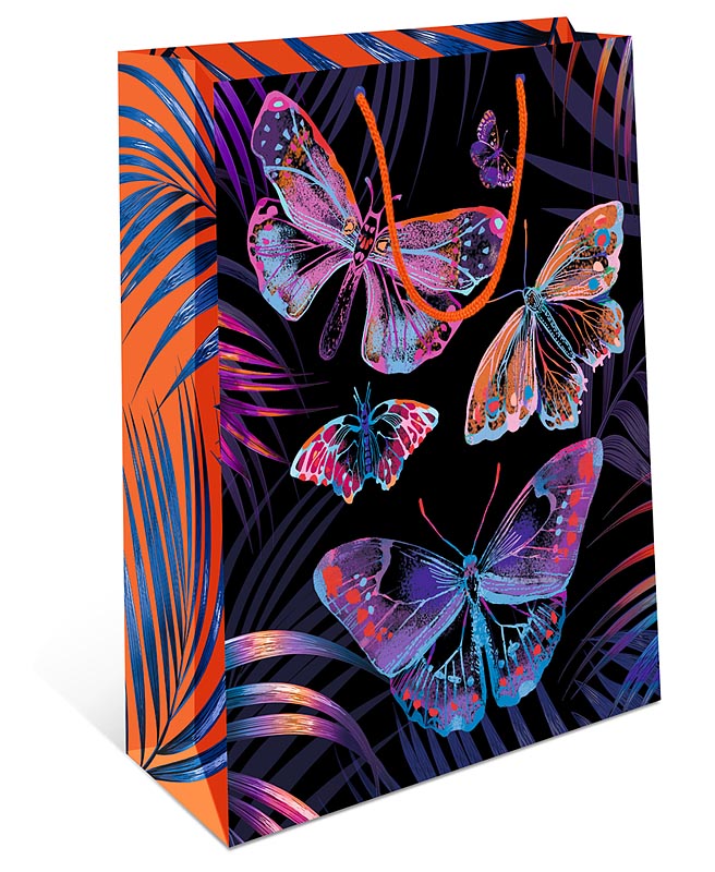 Пакет подарочный "Бабочки на чёрном" (ВС)