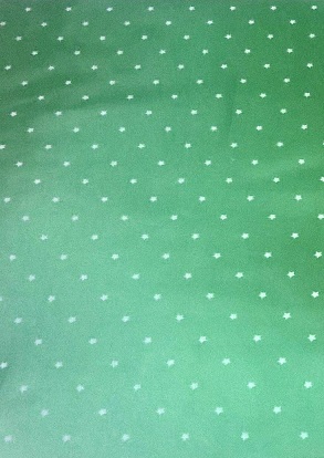 Пакет прозрачный с рисунком "Белые звездочки" с металлизированной зелёной стороной (15х28 см)