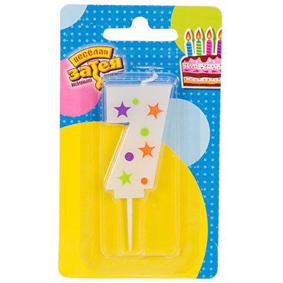 Свеча-цифра 7 "Звёзды" 5 см