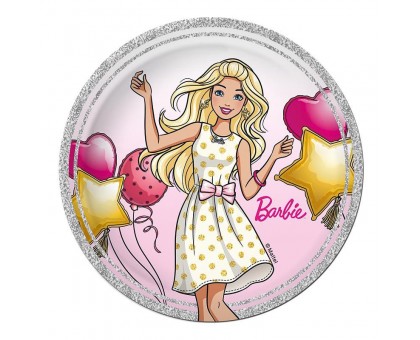 Тарелка бумажная "Barbie с шарами" 18 см 10 шт