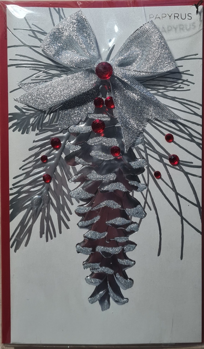 Открытка "Серебрянный бант на ветке" Лакарт (код 15)