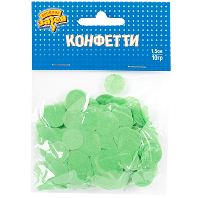 Конфетти Круги тишью зелёные 1,5 см 10 гр