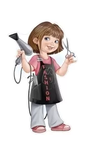 Плакат вырубной двусторонний "Девочка-парикмахер" Формат А3