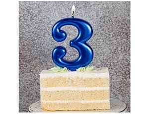 Свеча-цифра "3" Синяя 8 см