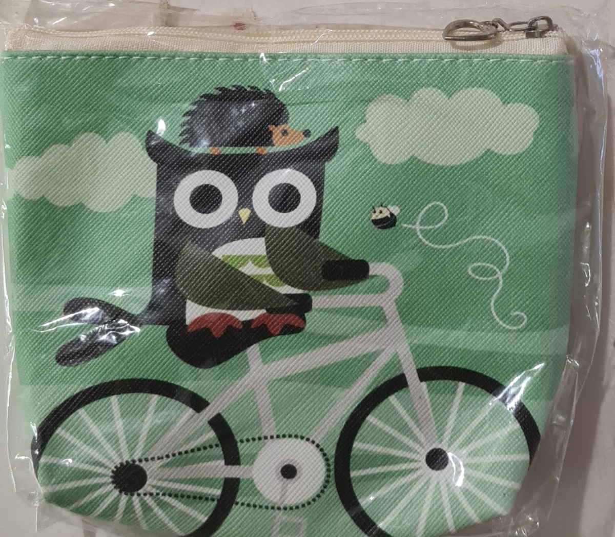 Кошелёк на молнии "Сова на велосипеде"