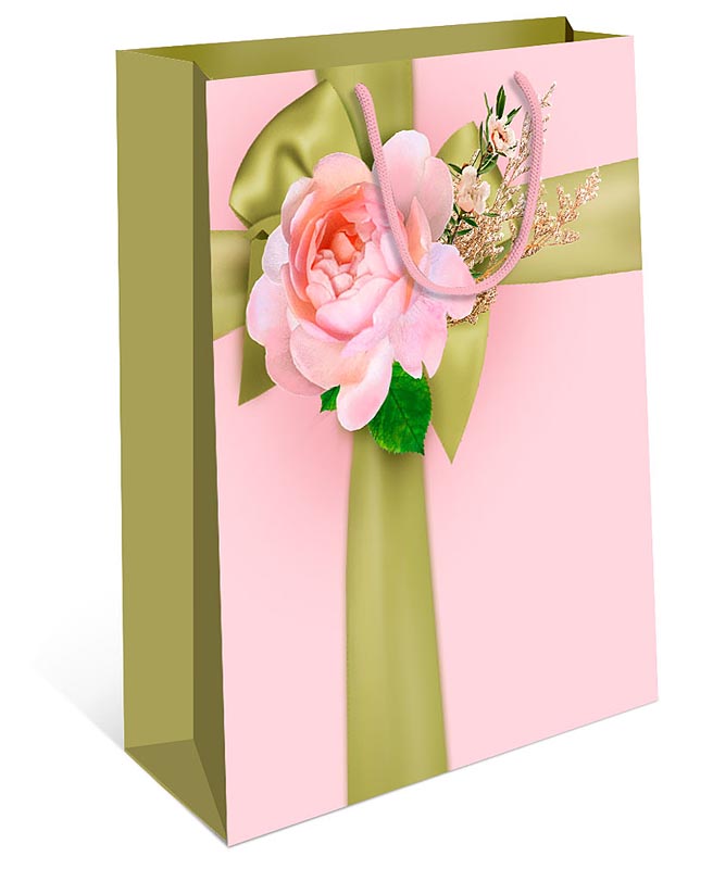 Пакет подарочный "Розовый цветок" (DE)