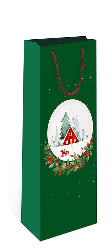 Пакет подарочный новогодний "Домик в лесу" (ST)