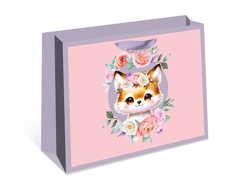 Пакет подарочный СТАНДАРТ ПЛЮС "Лисичка в цветах" (ААА+)