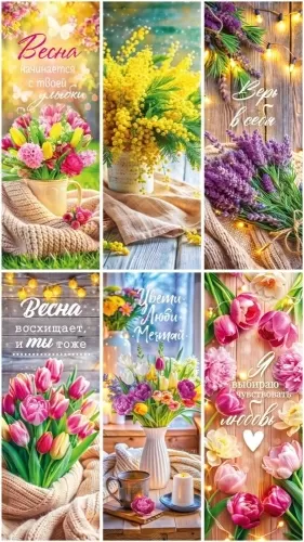 Набор закладок картонных для книг "Весенние хюгге" (6 шт)