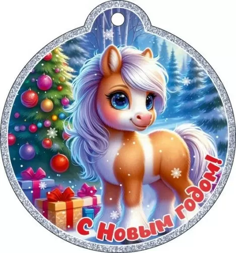 Открытка-малышка "С Новым годом!Лошадка" Формат А7