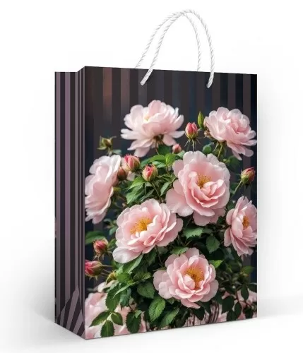 Пакет подарочный матовая ламинация "Нежный шиповник" (ML)