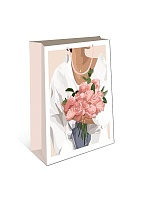 Пакет подарочный "Девушка с букетом роз" (ВС)