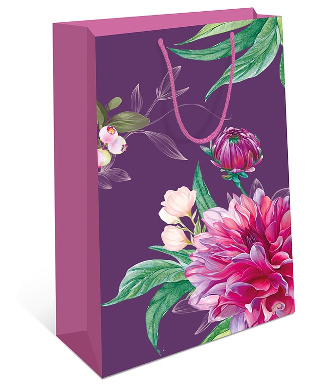 Пакет подарочный "Цветы на фиолетовом" (АВ)