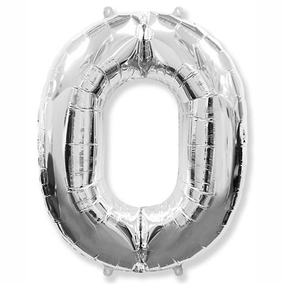 Шар фольгированный Ф ЦИФРА 0 32" Silver
