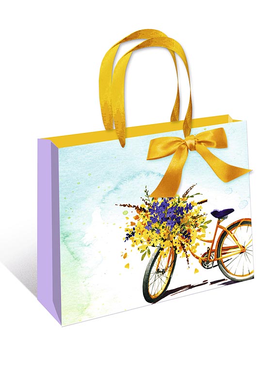 Пакет подарочный ДЕЛЮКС "Велосипед с цветами" (СВ)
