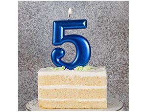 Свеча-цифра "5" Синяя 8 см