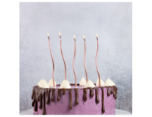 Свечи для торта с подставками Волна РОЗОВОЕ ЗОЛОТО 13 см 12 шт