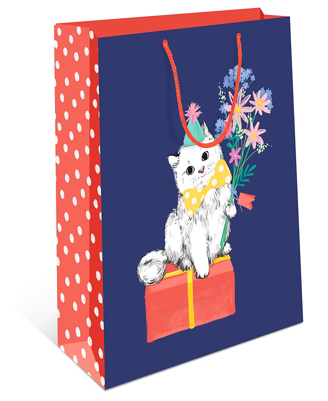 Пакет подарочный "Кот с подарками" (DE)