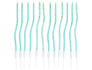 Свечи для торта с подставками Волна ГОЛУБЫЕ искры 13 см 12 шт