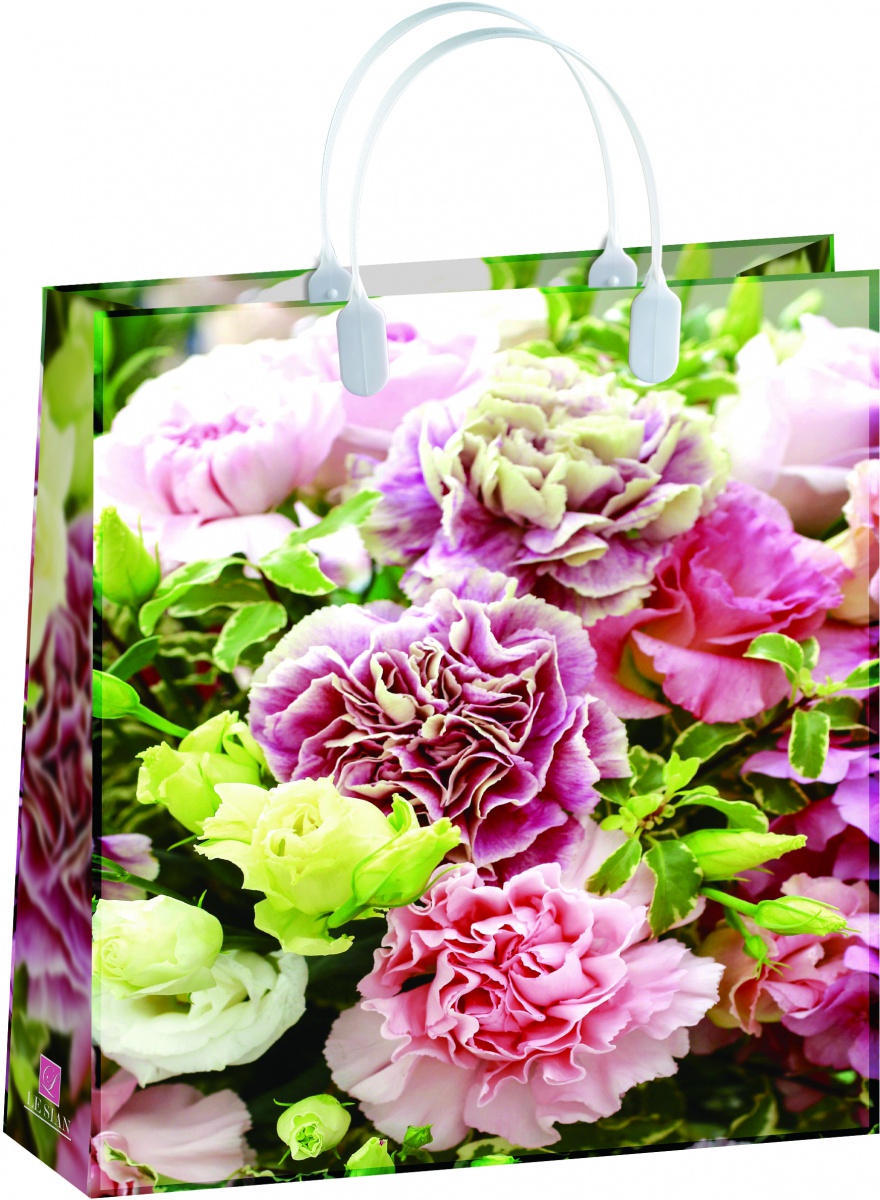 Пакет пластиковый подарочный "Розовые цветы" (БОЛЬШОЙ)