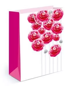 Пакет подарочный матовая ламинация "Малиновые розы" (ML)