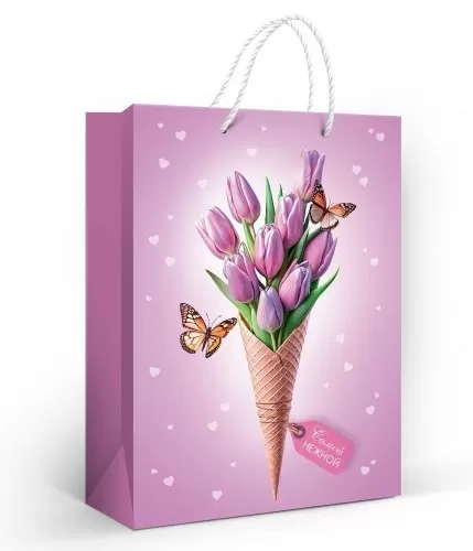 Пакет подарочный матовая ламинация "Самой нежной" (ML)