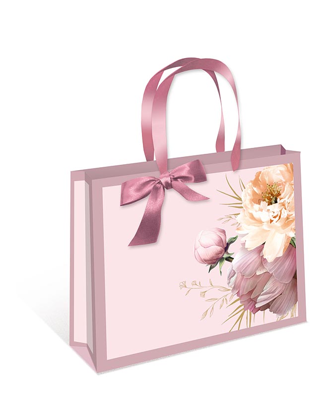 Пакет подарочный ДЕЛЮКС "Цветы на розовом"(СВ)
