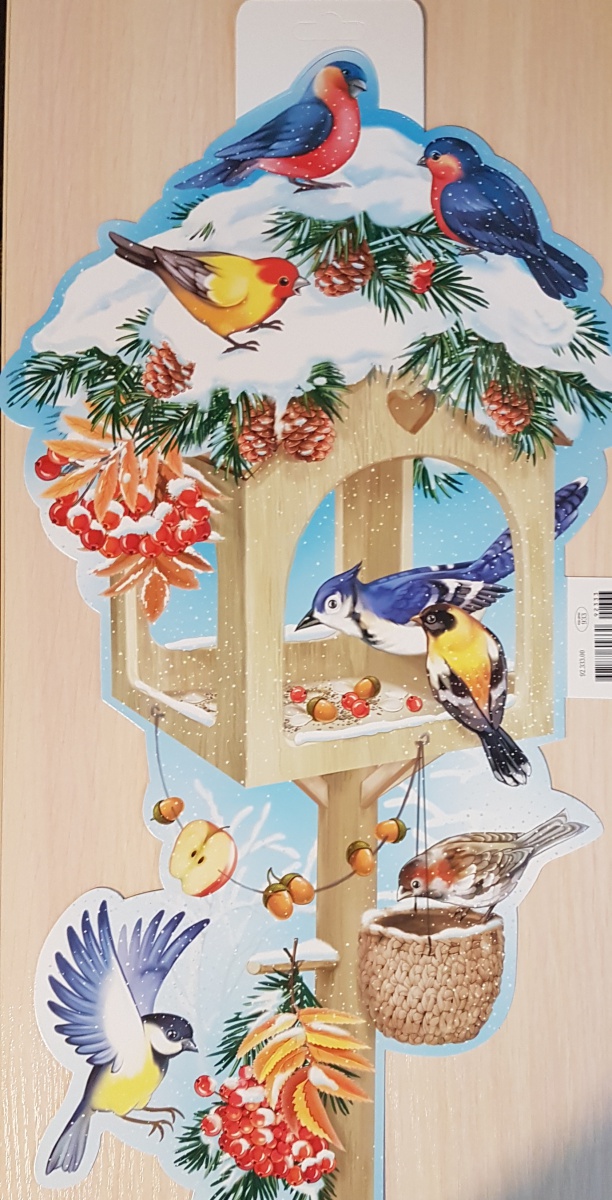 Плакат вырубной двусторонний "Кормушка с птицами" Формат А3