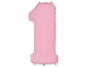 Шар фольгированный Ф ЦИФРА 1 32" Pastel Pink