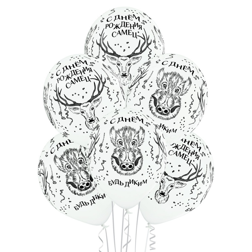 Шар латексный 14" Пастель  Шелкография "С ДР Самец"