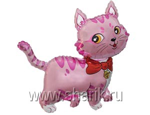 Шар Ф М/ФИГУРА/3 "Кошечка с бантом розовая"