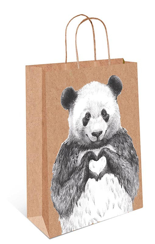 Пакет подарочный КРАФТ "Панда с сердцем" (ВС)