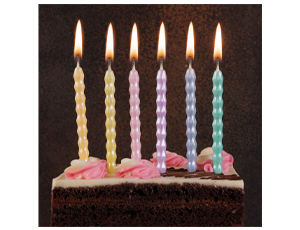 Свечи для торта с подставками Косичка Пастель перлам 10 см 6 шт