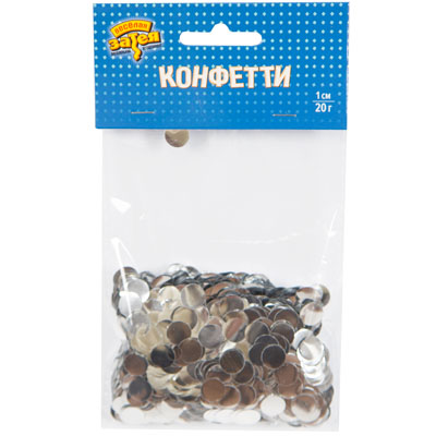 Конфетти Круги фольга серебро 1 см 20 гр