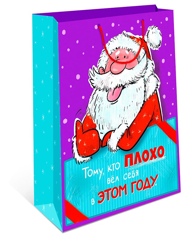 Пакет подарочный новогодний "Тому, кто ПЛОХО вёл себя в этом году" (ВС)