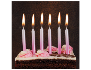 Свечи для торта с подставками Градиент бел/розов перлам 8 см 6 шт