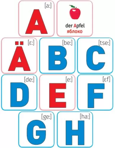 Набор обучающих карточек "Немецкий алфавит и артикли" (33 шт)