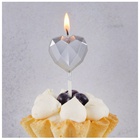 Свеча для торта Сердце Диамант СЕРЕБРЯНОЕ 3,5 см