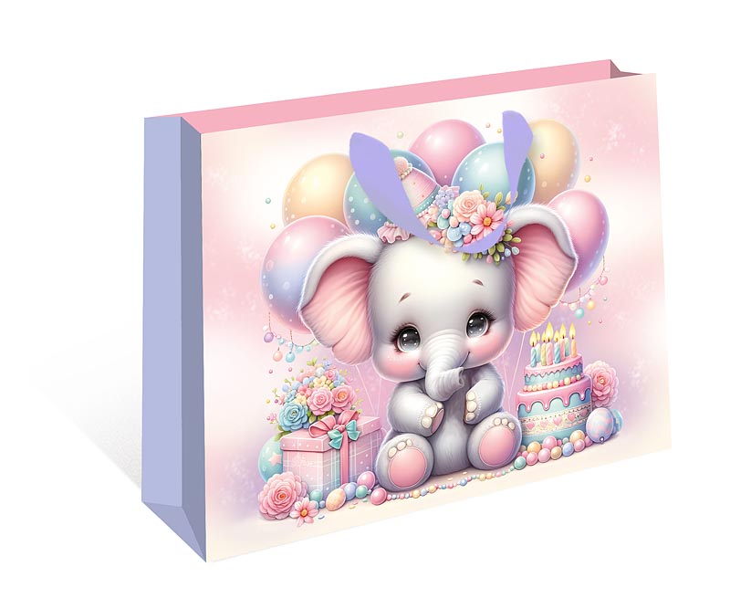 Пакет подарочный СТАНДАРТ ПЛЮС "Слоник с подарками" (ААА+)