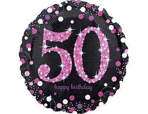 Шар А 18" "HB Sparkling Birthday 50 pink"