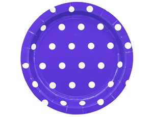 Тарелка бумажная "Горошек фиолетовая" 17 см 6 шт