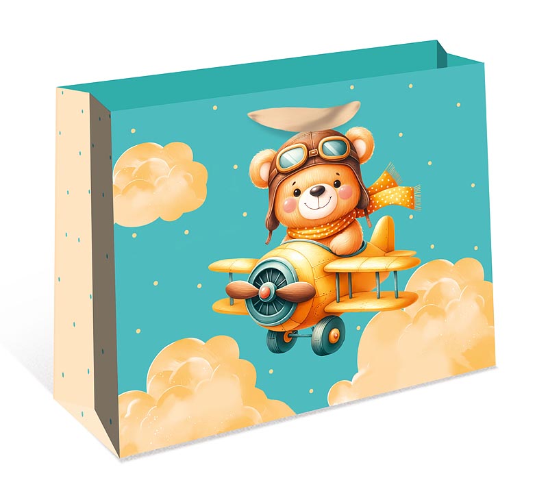 Пакет подарочный СТАНДАРТ ПЛЮС "Мишка-Пилот" (ААА+)