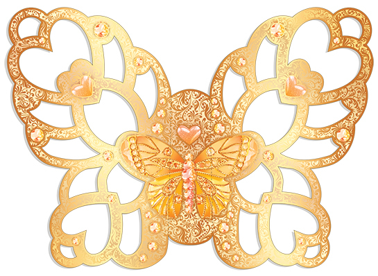 Украшение на двустороннем скотче "Золотая бабочка"