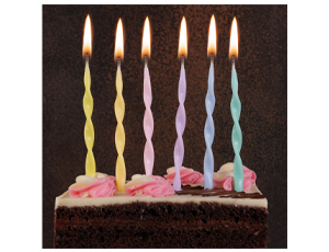 Свечи для торта с подставками Серпантин Пастель 10 см 6 шт