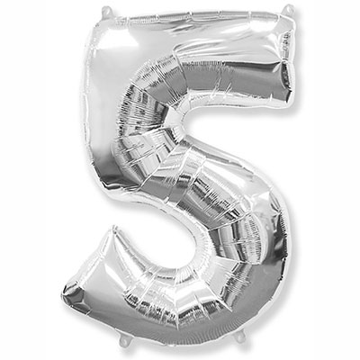 Шар фольгированный Ф ЦИФРА 5 32" Silver Шар фольгированный Ф ЦИФРА 5 32" Silver