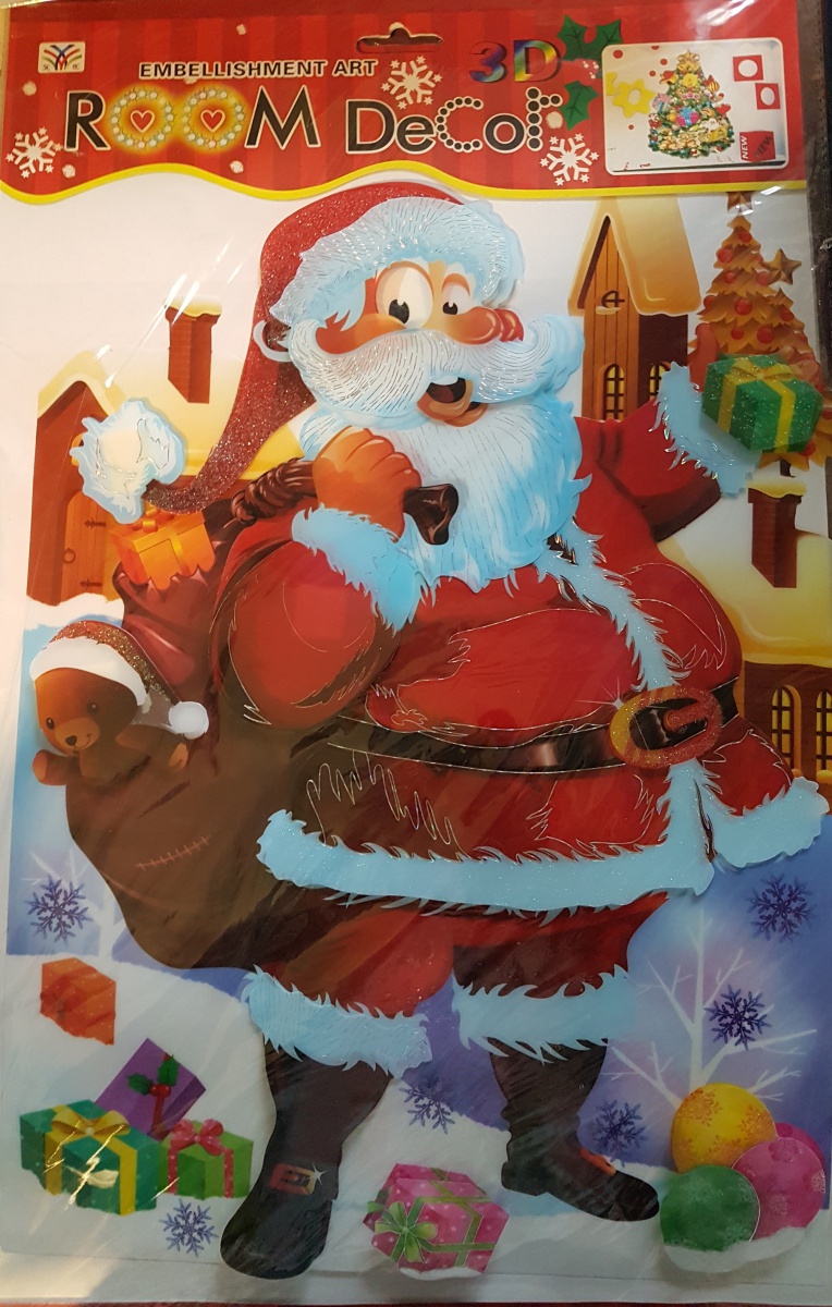 Новогодняя наклейка "ROOM DECOR" "Дед Мороз с мешком"