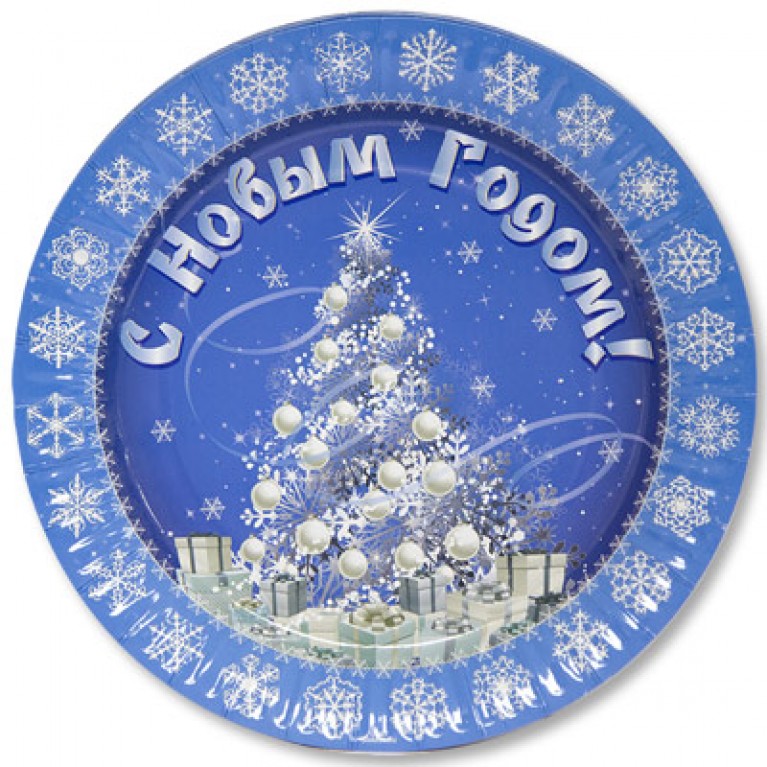 Тарелка новогодняя бумажная "Зимняя Сказка" 17 см 6 шт